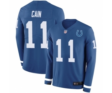 Men's Indianapolis Colts #11 Deon Cain Limited Blue Therma Long Sleeve Football Jersey