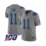 Men's Indianapolis Colts #11 Deon Cain Limited Gray Inverted Legend 100th Season Football Jersey