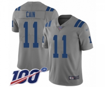 Men's Indianapolis Colts #11 Deon Cain Limited Gray Inverted Legend 100th Season Football Jersey