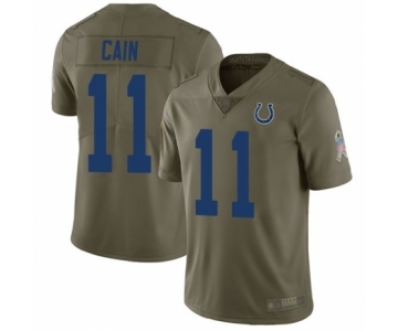 Men's Indianapolis Colts #11 Deon Cain Limited Olive 2017 Salute to Service Football Jersey