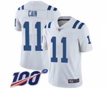 Men's Indianapolis Colts #11 Deon Cain White Vapor Untouchable Limited Player 100th Season Football Jersey