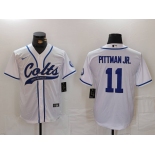 Men's Indianapolis Colts #11 Michael Pittman Jr White Cool Base Stitched Baseball Jersey