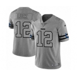 Men's Indianapolis Colts #12 Andrew Luck Limited Gray Team Logo Gridiron Football Jersey