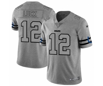 Men's Indianapolis Colts #12 Andrew Luck Limited Gray Team Logo Gridiron Football Jersey