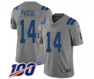 Men's Indianapolis Colts #14 Zach Pascal Limited Gray Inverted Legend 100th Season Football Jersey