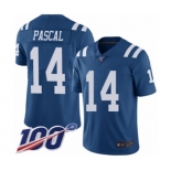 Men's Indianapolis Colts #14 Zach Pascal Limited Royal Blue Rush Vapor Untouchable 100th Season Football Jersey