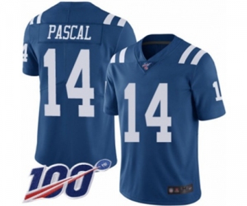 Men's Indianapolis Colts #14 Zach Pascal Limited Royal Blue Rush Vapor Untouchable 100th Season Football Jersey