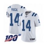 Men's Indianapolis Colts #14 Zach Pascal White Vapor Untouchable Limited Player 100th Season Football Jersey