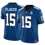 Men's Indianapolis Colts #15 Joe Flacco Blue 2024 F.U.S.E. Throwback Vapor Limited Football Stitched Jersey