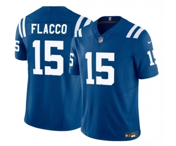 Men's Indianapolis Colts #15 Joe Flacco Blue 2024 F.U.S.E. Vapor Limited Football Stitched Jersey