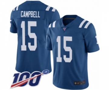 Men's Indianapolis Colts #15 Parris Campbell Royal Blue Team Color Vapor Untouchable Limited Player 100th Season Football Jersey