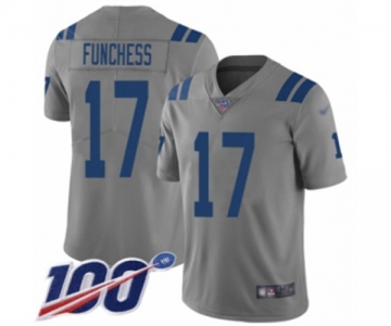 Men's Indianapolis Colts #17 Devin Funchess Limited Gray Inverted Legend 100th Season Football Jersey