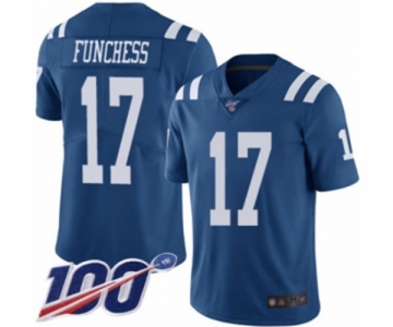 Men's Indianapolis Colts #17 Devin Funchess Limited Royal Blue Rush Vapor Untouchable 100th Season Football Jersey