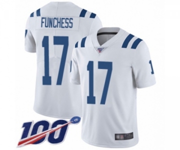 Men's Indianapolis Colts #17 Devin Funchess White Vapor Untouchable Limited Player 100th Season Football Jersey