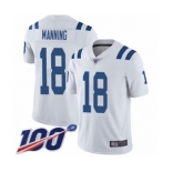 Men's Indianapolis Colts #18 Peyton Manning White Vapor Untouchable Limited Player 100th Season Football Jersey