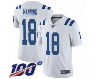 Men's Indianapolis Colts #18 Peyton Manning White Vapor Untouchable Limited Player 100th Season Football Jersey