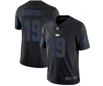 Men's Indianapolis Colts #19 Johnny Unitas Limited Black Rush Impact Football Jersey