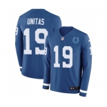 Men's Indianapolis Colts #19 Johnny Unitas Limited Blue Therma Long Sleeve Football Jersey