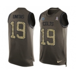 Men's Indianapolis Colts #19 Johnny Unitas Limited Green Salute to Service Tank Top Football Jersey