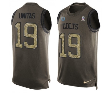 Men's Indianapolis Colts #19 Johnny Unitas Limited Green Salute to Service Tank Top Football Jersey