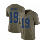 Men's Indianapolis Colts #19 Johnny Unitas Limited Olive 2017 Salute to Service Football Jersey