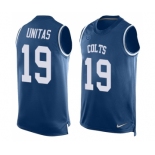 Men's Indianapolis Colts #19 Johnny Unitas Limited Royal Blue Player Name & Number Tank Top Football Jersey