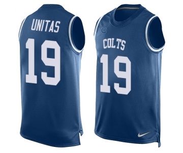 Men's Indianapolis Colts #19 Johnny Unitas Limited Royal Blue Player Name & Number Tank Top Football Jersey