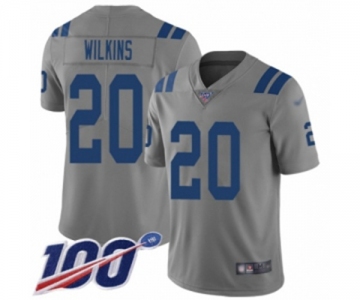 Men's Indianapolis Colts #20 Jordan Wilkins Limited Gray Inverted Legend 100th Season Football Jersey