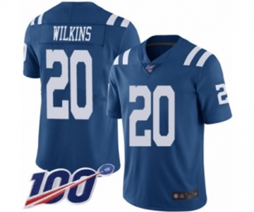 Men's Indianapolis Colts #20 Jordan Wilkins Limited Royal Blue Rush Vapor Untouchable 100th Season Football Jersey