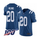 Men's Indianapolis Colts #20 Jordan Wilkins Royal Blue Team Color Vapor Untouchable Limited Player 100th Season Football Jersey