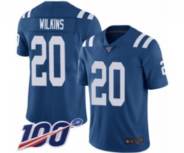 Men's Indianapolis Colts #20 Jordan Wilkins Royal Blue Team Color Vapor Untouchable Limited Player 100th Season Football Jersey