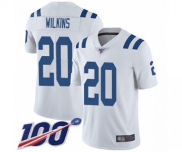 Men's Indianapolis Colts #20 Jordan Wilkins White Vapor Untouchable Limited Player 100th Season Football Jersey