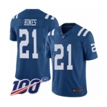 Men's Indianapolis Colts #21 Nyheim Hines Limited Royal Blue Rush Vapor Untouchable 100th Season Football Jersey