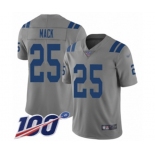 Men's Indianapolis Colts #25 Marlon Mack Limited Gray Inverted Legend 100th Season Football Jersey