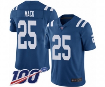 Men's Indianapolis Colts #25 Marlon Mack Royal Blue Team Color Vapor Untouchable Limited Player 100th Season Football Jersey