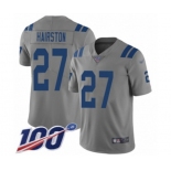 Men's Indianapolis Colts #27 Nate Hairston Limited Gray Inverted Legend 100th Season Football Jersey