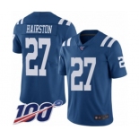 Men's Indianapolis Colts #27 Nate Hairston Limited Royal Blue Rush Vapor Untouchable 100th Season Football Jersey