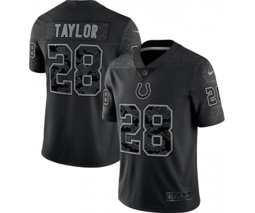 Men's Indianapolis Colts #28 Jonathan Taylor Black Reflective Limited Stitched Football Jersey