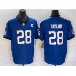 Men's Indianapolis Colts #28 Jonathan Taylor Royal 2023 FUSE Indiana Nights Limited Stitched Jersey