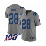 Men's Indianapolis Colts #28 Marshall Faulk Limited Gray Inverted Legend 100th Season Football Jersey