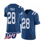 Men's Indianapolis Colts #28 Marshall Faulk Royal Blue Team Color Vapor Untouchable Limited Player 100th Season Football Jersey