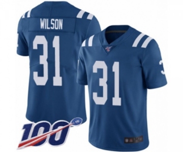 Men's Indianapolis Colts #31 Quincy Wilson Royal Blue Team Color Vapor Untouchable Limited Player 100th Season Football Jersey