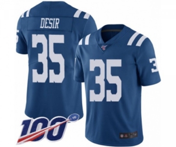 Men's Indianapolis Colts #35 Pierre Desir Limited Royal Blue Rush Vapor Untouchable 100th Season Football Jersey