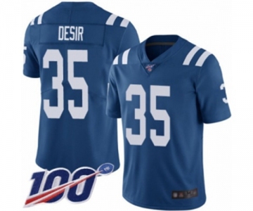 Men's Indianapolis Colts #35 Pierre Desir Royal Blue Team Color Vapor Untouchable Limited Player 100th Season Football Jersey