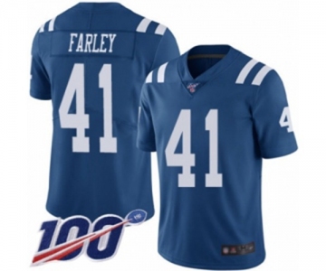 Men's Indianapolis Colts #41 Matthias Farley Limited Royal Blue Rush Vapor Untouchable 100th Season Football Jersey