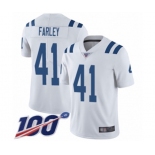 Men's Indianapolis Colts #41 Matthias Farley White Vapor Untouchable Limited Player 100th Season Football Jersey