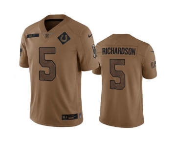 Men's Indianapolis Colts #5 Anthony Richardson 2023 Brown Salute To Sertvice Limited Football Stitched Jersey