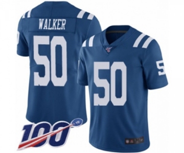 Men's Indianapolis Colts #50 Anthony Walker Limited Royal Blue Rush Vapor Untouchable 100th Season Football Jersey