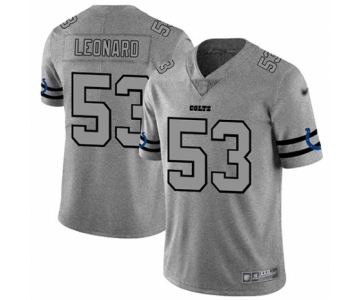 Men's Indianapolis Colts #53 Darius Leonard Limited Gray Team Logo Gridiron Football Jersey