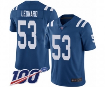 Men's Indianapolis Colts #53 Darius Leonard Royal Blue Team Color Vapor Untouchable Limited Player 100th Season Football Jersey